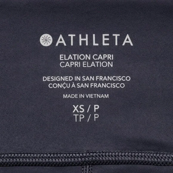 ATHLETA ELATION Capri Leggings Navy Blue XS High Rise Yoga Pants - Picture 8 of 8